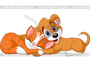 Dog and cat - vector image