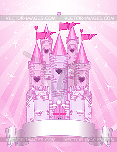 Pink Castle place card - vector clipart