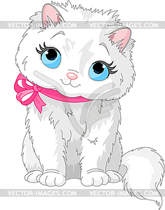 Cute white cat - vector clipart