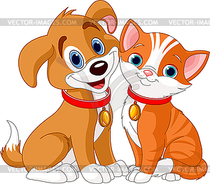 Cat and Dog - vector clipart