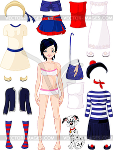 Paper doll with clothing - vector clipart
