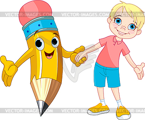 Boy and pencil - vector image