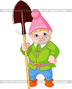 Garden Gnome with shovel - vector image