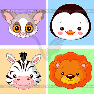 Животные аватары - векторная иллюстрация