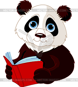 Panda reading book - vector image