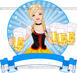 Oktoberfest girl label - vector clipart