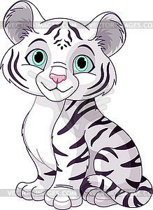 White tiger cub - vector clipart