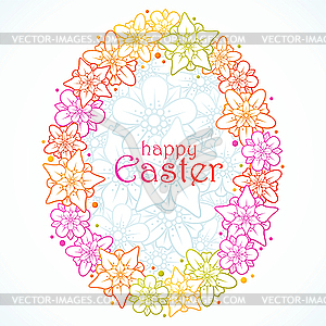 Floral greeting card of Easter. Egg - vector image