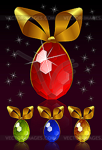 Jewel egg with golden bow - vector clip art