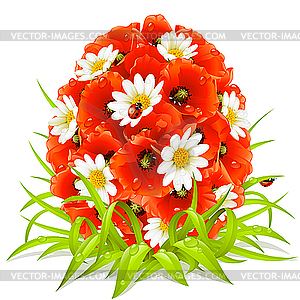 Spring flowers in the shape of Easter egg - vector image