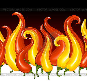 Red Hot chilli pepper in the shape of fire - vector clipart