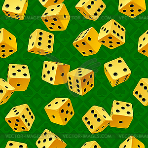 Yellow dice seamless background - vector clipart