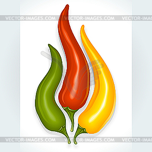 Hot chili pepper in the shape of fire sign - royalty-free vector clipart
