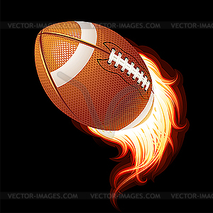 Летящий пламенный американский футбольный мяч - векторизованный клипарт