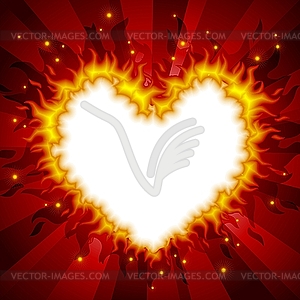 Fiery heart card - vector clip art