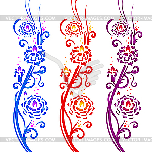 Fiery flowers. Floral pattern - vector clipart