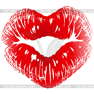 Kiss print in the shape of heart - vector image