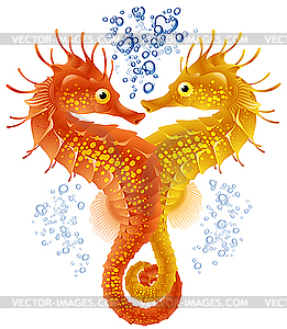 Seahorses in love - vector clipart / vector image