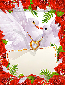 Valentine card with doves - vector clipart