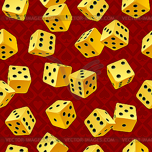 Yellow dice seamless background - vector image