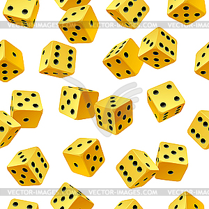 Yellow dice seamless background - vector clipart