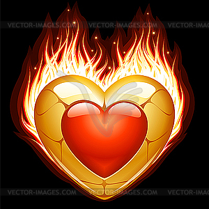 Jewelry in the shape of heart in fire - vector EPS clipart