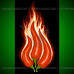 Hot chili pepper in the shape of fire sign - vector clipart