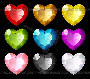 Jewel set. Hearts - vector clipart