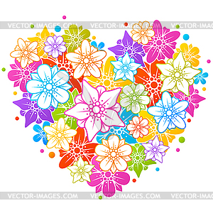 Colorful floral heart - vector clipart