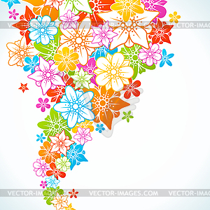 Floral colorful background. Style flowers border frame - vector EPS clipart