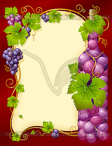 Grape frame with bottle - vector clipart