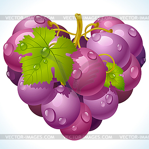 Bunch of grapes in the shape of heart - vector clipart