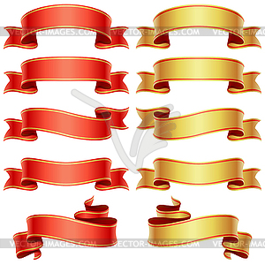 Red and golden banners set - vector clip art