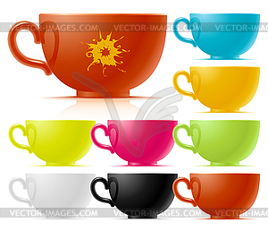 Set of colored of tea cup - vector image