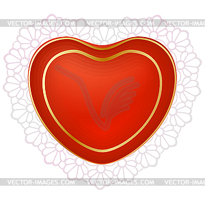 Red heart with lace - vector clip art