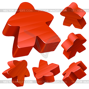 Red wooden meeples - vector clipart