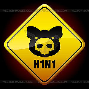 Предупреждающий знак - свиной грипп - изображение в векторном формате
