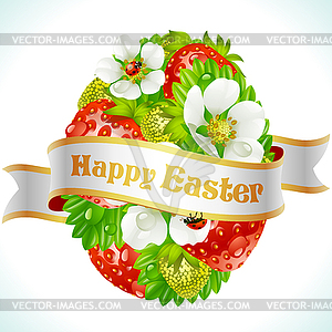 Vector Easter egg from strawberry and flowers - vector clipart