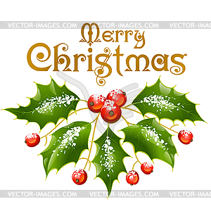 Christmas and New Year Vector holly decoration  - vector clipart