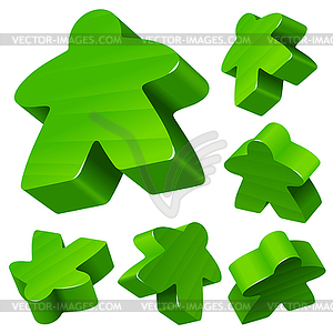 Green wooden Meeple set - vector image