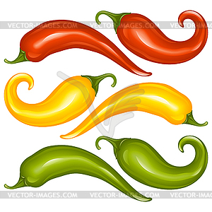 Hot chilli pepper set - vector clipart