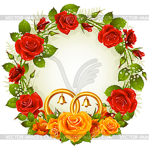 Flower frame. Vector orange and red rose - vector clip art