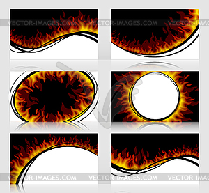 Set of six Fiery cards - vector clip art