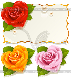 Greeting card with rose in the shape of heart - color vector clipart