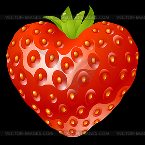 Strawberry in the shape of heart - stock vector clipart