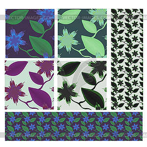 Flowers patterns set - vector clipart / vector image