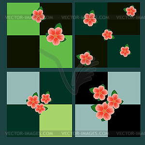 Seamless squares pattern with spring flowers - vector clipart