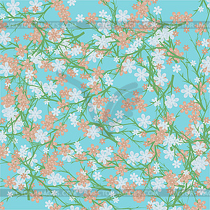 Flowering stems on blue background - vector image
