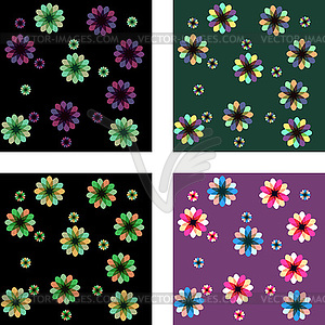 4 seamless multicolored floral patterns - vector image