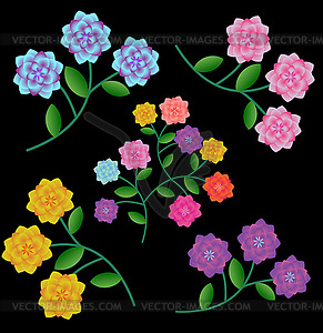 Multicolored roses set - royalty-free vector clipart